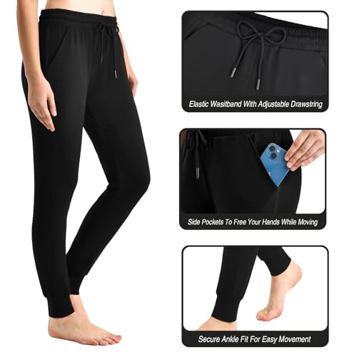 Image of CADITEX Womens Joggers with Pockets,Stretch Active Drawstring Sweatpants Women for Travel Workout Running