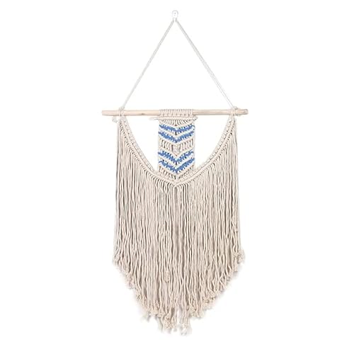 SERENEPEAK Handmade Woven Bohemian Tapestry with Long Tassel Macrame Wall Hanging Tapestry Rope