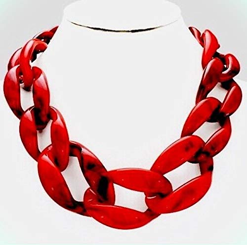Acrylic Red Black Big Curb Link Chain Chunky Statement Necklace For Women