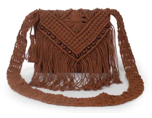 Sac à bandoulière en macramé marron pour un style bohème sans effort