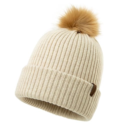 Comhats Womens Winter Hats Wool Ladies Bobble Hats Cashmere Beani...