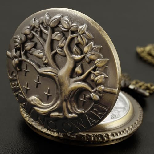 Image of Tiong Pocket Watch Hollow Tree of Life Design Roman Numerals Engraved Bible Verse Quartz Pocket Watch with Chain Custom Pocket Watch Birthday Gifts