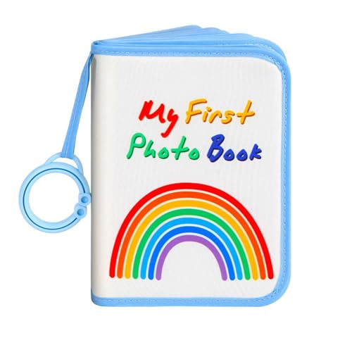 Baby Photo Album, 21 4x6 Photos, Soft Cloth, Name Tags, Blue