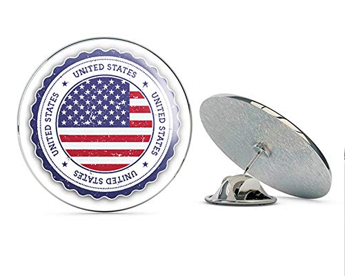 United States of America Flag Grunge Rubber Stamp Round Metal 0.75