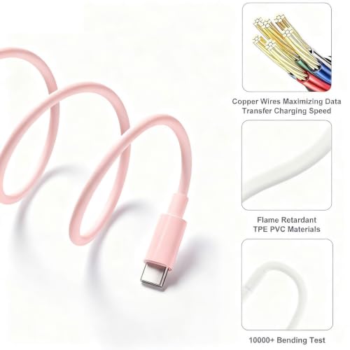 Image of 3.3FT Pink Cute iPhone 17 /16 /15 Car Carplay Cable, USB A to USB C Cord | for iPhone 17 /16 /15 Pro Max,17E /16E /Plus, USB A to USB C Cable for iPad 10th /11 Gen,iPad Pro 12.9,Air 5th /4th Charging Cord