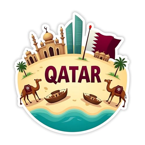 Image of Naxon Qatar Country Theme Souvenir Wooden Refrigerator Stylish Fridge Magnet - Fridge Decoration Magnet for Kitchen & Home Decor | Perfect Souvenir Gift | Size 3x3 Inches | Pack of 1
