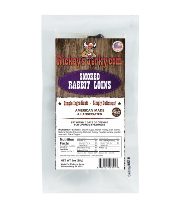 Rickey's Jerky, Elk, 100% Made From Solid Strips of Exotic Wild Game Jerky, All Natural Meat, High Protein snack, Keto Friendly, Gluten Free, Simple Ingredients, Perfect for Father's Day or that hard to buy for man. (Elk)