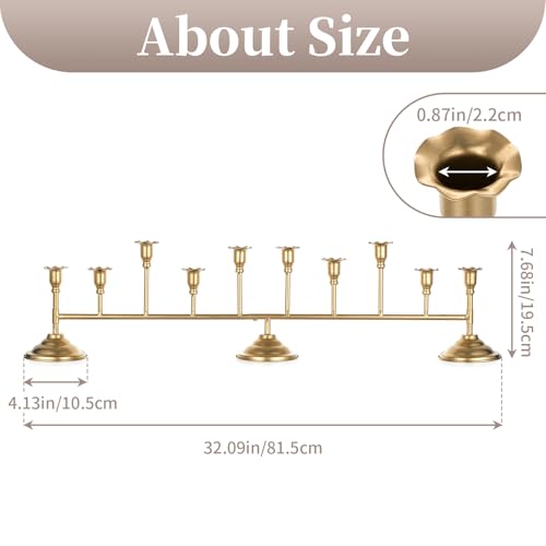 Porte-bougie a bras multiples dore de 81 cm pour decoration de table a manger