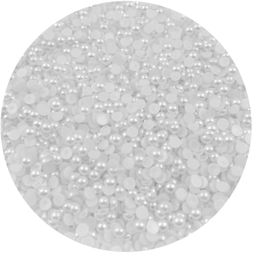 Mulutoo 4000PCS 5mm Round Half Pearls for Crafts Jewelry Scrapbooking, Decoration (40-White)