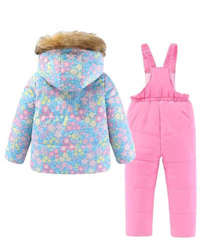 Hiheart Girls 2 Piece Snowsuit Warm Hooded Ski Jacket and Pants Set2