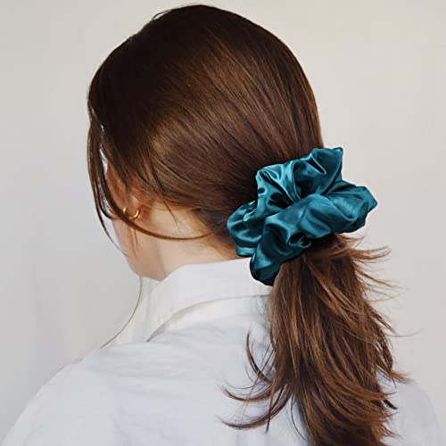 Ceelgon Large Silk Satin Scrunchies For Women Big Scrunchies Jumbo Satin Hair Ties Oversized Hair Scrunchies For Thick Curly Hair Pack Of 6 (Green) #TOP2