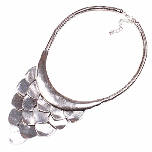 Tribal Tibet Silver Grape Cluster Scale Pendant Bib Choker Collar Necklace