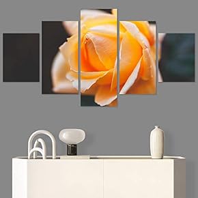 SIGNWIN 5 Panel Canvas Wall Art Yellow Petal...