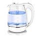 Szklany czajnik z oświetleniem LED, 1500 W, 1,8 litra, filtr antyskalowy, podstawa obrotowa 360°C, cichy, szybkie gotowanie, łatwy do czyszczenia, 100% wolny od BPA