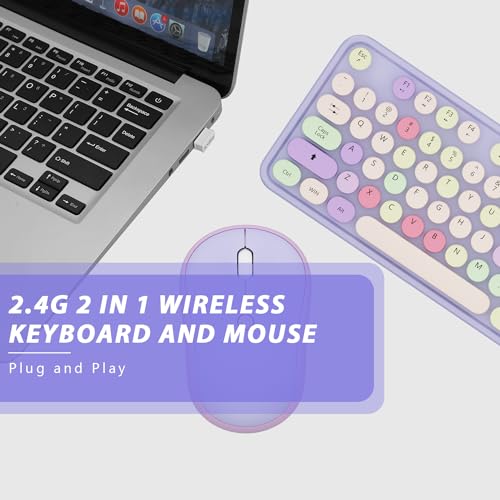 Image of Kootop Wireless Computer Keyboard and Mouse Combo,Colorful Purple