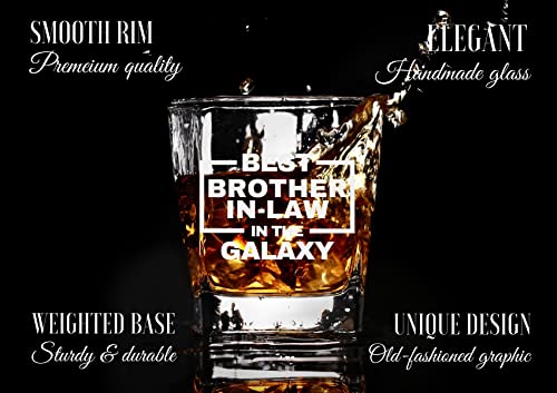 Onebttl Gifts For Brother In Law From Sister In Law, Funny Gift Idea For The Best Brother For Christmas, Birthday, Whiskey Glass - Best Brother In Law In The Galaxy #TOP3