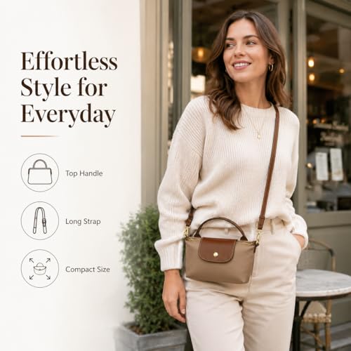 Mini bolso bandolera de nailon para mujer, pequeño bolso de mano con asa superior y correa ajustable para el hombro, bolsa casual con cierre de cremallera miniatura 4