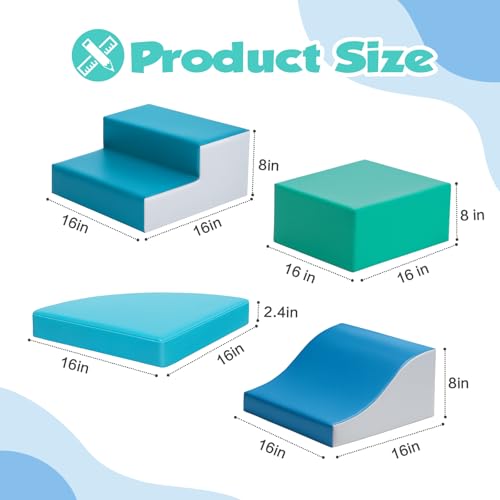 Image of TODIBY 4-Pieces Climbing Toys for Toddlers: PU Leather - Soft Play Climbing for Toddlers - Foam Climbing Blocks for Crawling and Sliding Indoor Playground for Kids