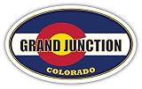 Grand Junction City Colorado State Flag | CO Flag Mesa County Oval State Colors Bumper Sticker Car Decal 3x5 inches