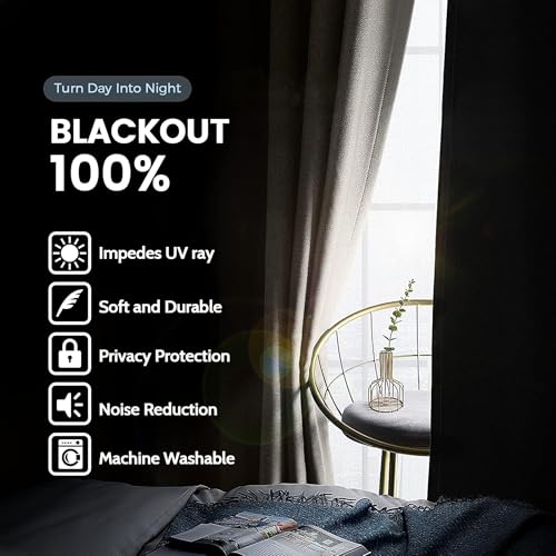 Image of Galaxy Home Decor Premium True Blackout Curtains for Window 4 Feet Long 100% Light Block | Thermal & Noise Insulation | Black Back Coating | Pack of 1 | Mocha