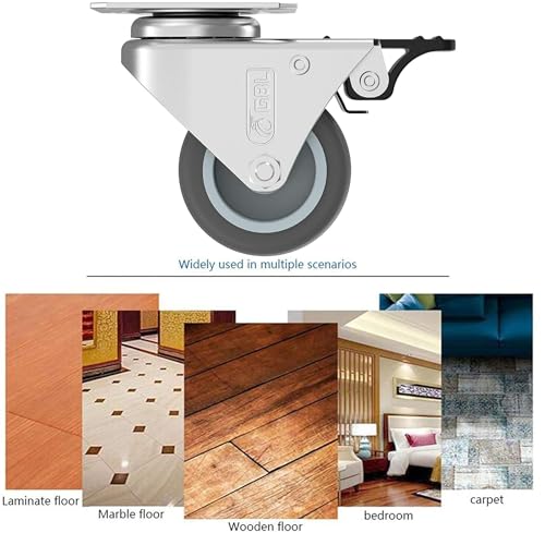 Miniatura 7 de Gbl Ruedas Para Muebles Pesados Con 2 Freno Tornillos - 50 Mm Hasta 400 Kg - 4x Ruedas Giratorias Grandes Que No Dejan Marcas De Alta Resistencia - Para Mesa Cama Mueble Canape Sofá Palets - Plata
