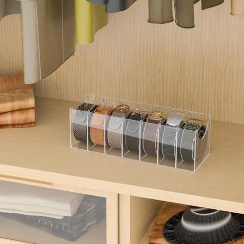 Sezanrpt 7 Fächer Acryl Gürtel Organizer, Krawatte und Gürtel Organizer Halter für Schublade