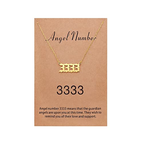 Sunique Angel Number Necklace for Women 3333 Necklace Numerology Jewelry