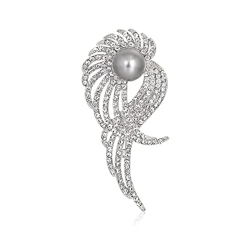 Broche d'aile de corsage en alliage et perles pour accessoire de vêtement féminin