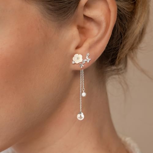 Qyalie Dangle Pearl Drop Gold Earrings for Women Flower Wedding Jewelry by Qyalie - Used condition - Image 5