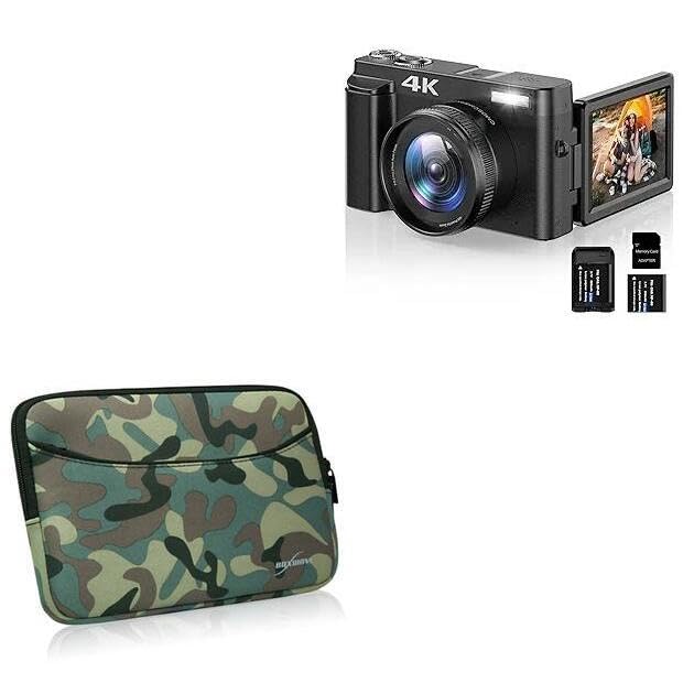 BoxWave Case Compatible with IWEUKJLO DC101 (3 in) - Camouflage Suit with Pocket, Neoprene Camo Suit Zipper Pocket for Storage