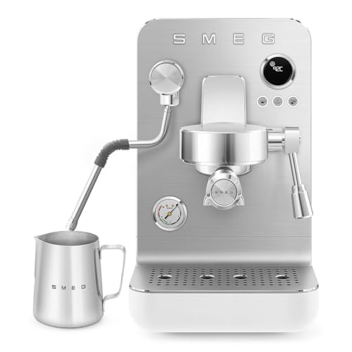Image of Smeg Semi-Pro Espresso Machine - 15-Bar Pump, Triple Thermoblock Heating, 58mm Filter Holder & Steam Wand - Made in Italy (White)