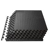Sportmatte 60 cm x 60 cm ineinandergreifende Fußmatten [16 Stück], PuzzlemattenWeiche Schaumstoffmatte Spielmatte Gymnastikmatte, Fallschutzmatten Outdoor&Pool Unterlegmatte Schwarz