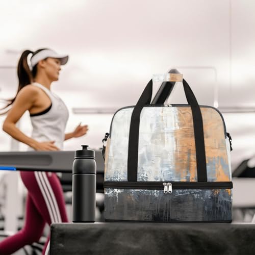 Sports Gym Bag Oil Painting Abstract Large Travel Duffel Bag With Shoe Compartment Foldable Waterproof Carry-On Weekend Travel Bags for Camping Overnight Yoga Hospital Travel Bags 6