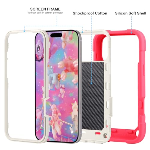 Image of MARKILL Compatible with iPhone with Built-in 360Rotating Ring Stand, Military Grade Drop Protection Full Body Rugged Heavy Duty Case Durable Cover (Hot Pink, iPhone 17 Pro Max)