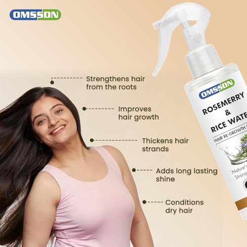 Image of Rosemary And Rice Water Hair Spray for Hair Growth and Hair Fall Control | Natural Hair Tonic for Strong, Shiny & Healthy Hair | Suitable for Men & Women (Pack of 3 x 210 ml)