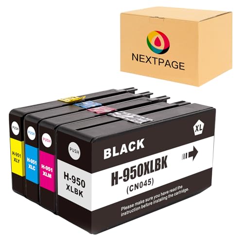 Nextpage 950xl 951xl Cartuchos de tinta Multipack 950 951 XL de repuesto para HP Officejet Pro 251dw 276dw 8100 8600 8610 8620 8630 8640 8650 8660 8615 8616 8625 Impresora (Negro Cian Magenta