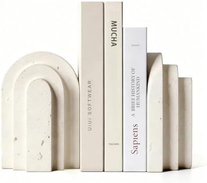 Book Ends for Heavy Books, Beige Modern Pleasing Layered Arch Des...