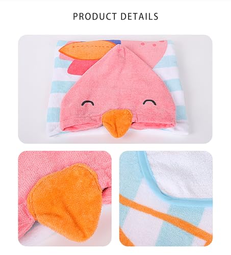 Illikkuyax BHBT03 Flamingo Hooded Baby Towels Kids Beach Towels Wrap Toddler Towel Poncho For Age 0 To 6 Boys Girls Swim Cover Up Pool Towels thumb #2