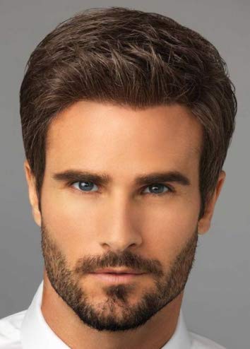 Volmey Men Short Wig Brown Natural Layered Cosplay Party Heat Resistant Fiber Party Full Hair Wigs for Male Guy