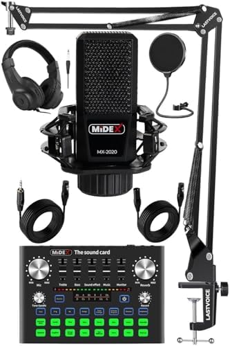 Midex MX-2020 Compact Set-1 Efektli Ses Kartı Mikrofon Stand Seti (PC ve Telefon) — Amazon ürün görseli