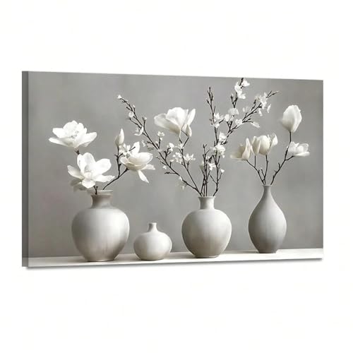 Toile fleurs de prunier blanches pour illuminer un mur sombre cadre rustique zen