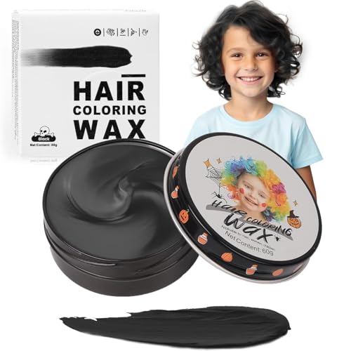 Hansuby Temporary Black Hair Color Wax for Kids, Washable Colored Hair Styling Mud, Women Men Style...