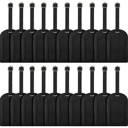 20 Pieces Luggage Tag Bag Tags Pu Leather Luggage Bag Tag Privacy Protection Travel Tag Strong Luggage Name Tags Backpack Labels Suitcase Tags for Women Men (Black)