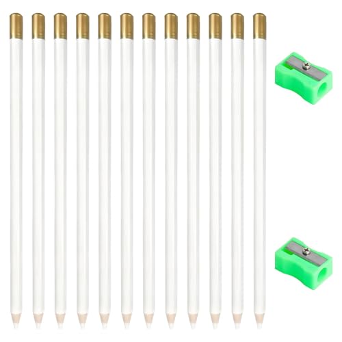 Lot de 12 gommes fines avec petit taille-crayon, gomme en bois d'artiste, taille-crayon, pour croquis, points forts - Blanc