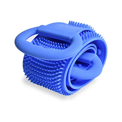 Back Scrubber, Silicone Back Scrubber for Shower, Exfoliating Bath Back Scrubber, Skin Care Tool for Sensitive and All Kinds of Skin, Skin Brush Belt, Comfortable Massage for Shower - Blue