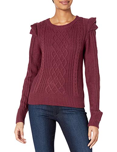 Jessica Simpson Women's Kathy Ruffle Cable Knit Sweater #TOP21
