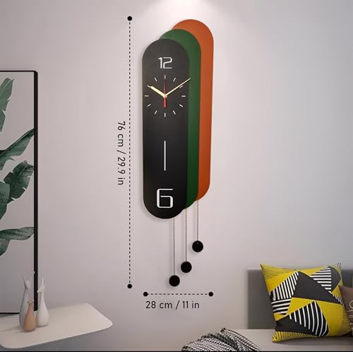 Image of Smartway Ravish Designer LED Wall Clock | Colorful Metal Decorative Clock with Built-in LED Light | Modern Wall Decor for Living Room, Bedroom, Kitchen, Dining & Hall