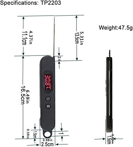 Termometro Digitale for Carne a Lettura Istantanea Cucina Cottura Alimenti Termometro for Caramelle con Retroilluminazione e Magnete for Olio Frittura BBQ Grill Termometro for Fumatori