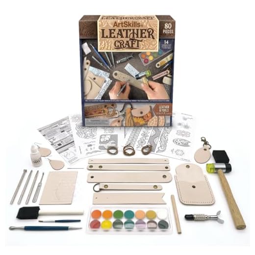 ArtSkills Leather Working Kit, Leather Tooling Kit with Tools, Stamps, Arts and Crafts Adult Project Kits, 80 pc