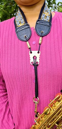 lightstar Embroidery Saxophone Neck Strap - (Comfort, Breathable, Metal Swivel Snap Hook) Sax Neck Strap for Alto Tenor (Sunflower embroidery) - Thumbnail 6